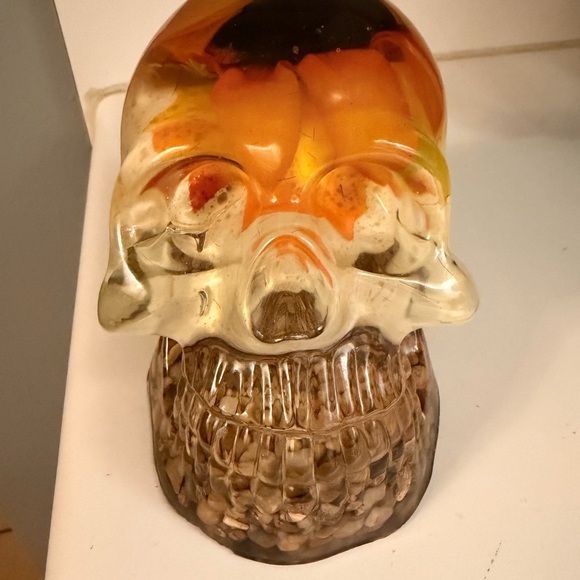 Skull Art Piece with Orange and Yellow Accents - Picture 7 of 7
